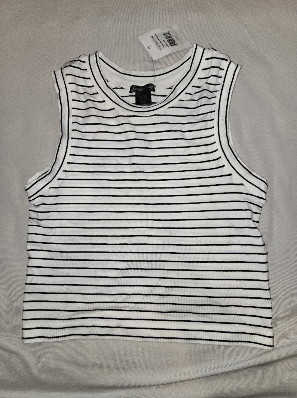 NWT Mincmint White Black Striped Ribbed Tank Top One Size